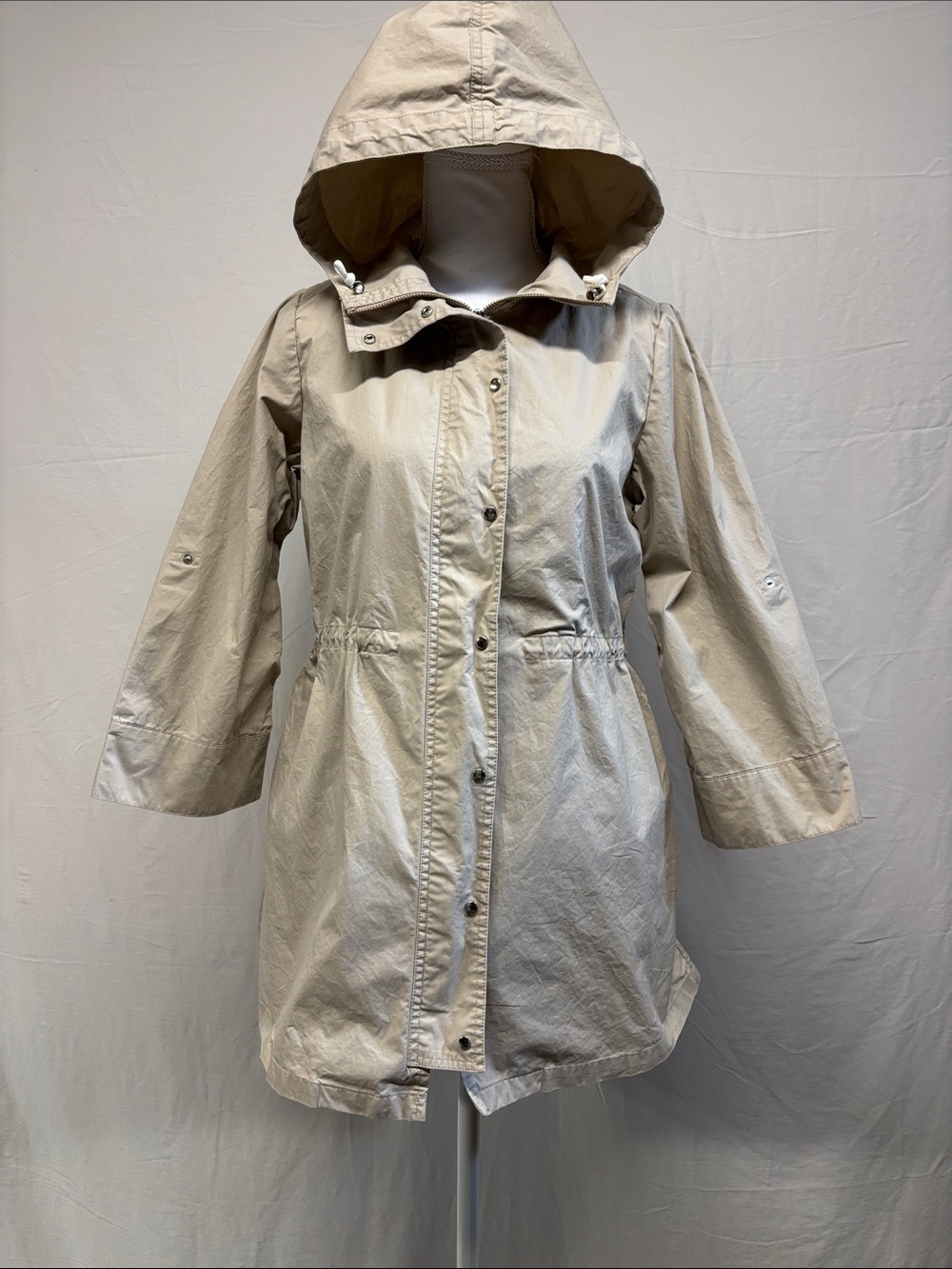 Zara Light Beige Hooded Trench Coat